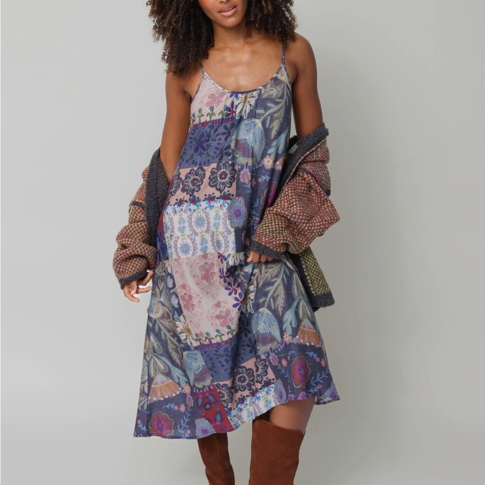 NATURAL LIFE Boho Patchwork Midi Dress